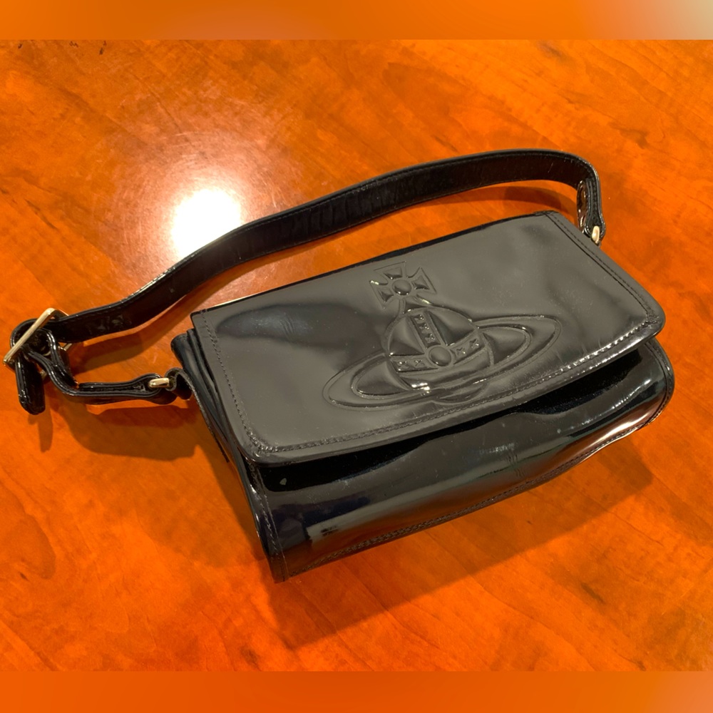 Vivienne Westwood Women's Handbag Shoulder Bag Black Leather Vy Good Condition